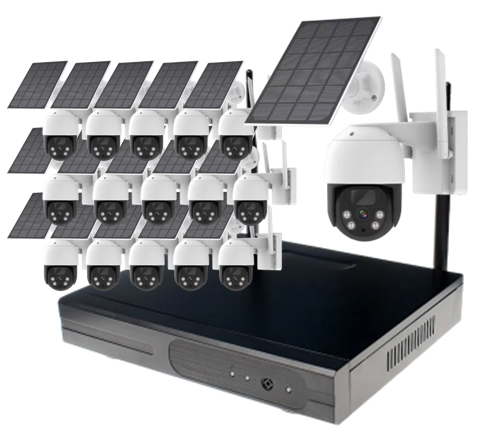 16CHS 4MP WIFI Solar PTZ Sistema de cámara IP NVR Kit Seguimiento automático Cámara CCTV inalámbrica Video vigilancia