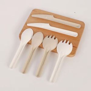 Juego de cubiertos personalizados de bagazo de caña de azúcar, seguros para el contacto, de alta dureza, biodegradables y compostables (cuchillo, tenedor, cuchara) para el mercado alimentario global - Product Image 1