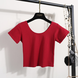 <span class=keywords><strong>Crop</strong></span> <span class=keywords><strong>top</strong></span> moulant à <span class=keywords><strong>manches</strong></span> papillon pour femme, coupe slim, taille haute, anti-boulochage, court - Product Image 4