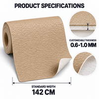 Cuir synthétique PVC kaki beige avec support non tissé, imperméable, gaufré, simili cuir pour sellerie automobile et meubles