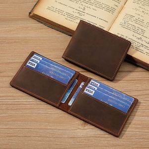 Factory Wholesale RFID Blocking First Layer Crazy Horse Leather Genuine Men's <b>Wallet</b> Bifold Vintage Style <b>Card</b> <b>Holder</b> <b>Wallet</b> - Product Image 2