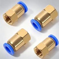 Konektor Selang Udara OD 6/8/10/12mm ke 1/8" 3/8" 1/2" 1/4" Ulir Betina Sambungan Cepat Satu Sentuhan Lurus
