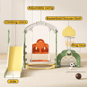 Feelkids Ensemble <span class=keywords><strong>de</strong></span> <span class=keywords><strong>jeux</strong></span> d'intérieur pour enfants : <span class=keywords><strong>Toboggan</strong></span> forêt, maison <span class=keywords><strong>de</strong></span> jeu, balançoire en plastique - Product Image 2