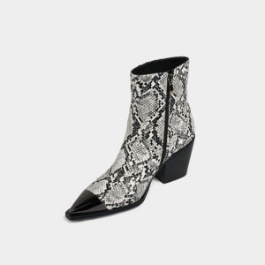 Kadın tıknaz topuk yılan Chelsea çizmeler şık Minimalist tasarım sivri burun ayak bileği Bootie ile sonbahar sezonu için batı tarzı - Product Image 2