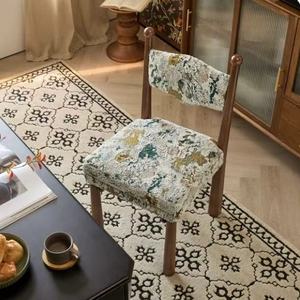 Chaise de salle à manger Prince de style chinois <span class=keywords><strong>Jacquard</strong></span> en tissu de bois massif de frêne de salon de restaurant rétro <span class=keywords><strong>français</strong></span> - Product Image 4