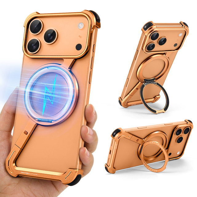 OATSBASF Z Shaped Metal Phone Case Bare Device Shock Proof Metal Z Phone Cover Light Weight Unique Design