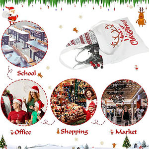 Promozione pacchetto regalo di natale per la spesa Tote Shopping borsa in tela di cotone con Logo stampato personalizzato - Product Image 2