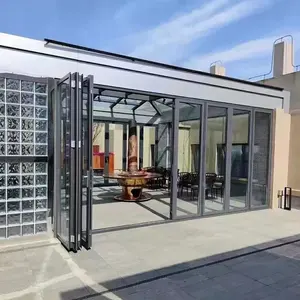 Porte accordéon pliante pour balcon, design extérieur en aluminium et verre, portes de patio pliantes, ouverture pliable - Product Image 1