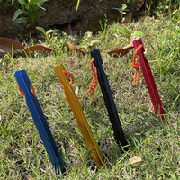 Ensemble de piquets de tente en aluminium avec sac de rangement, piquets de camping triangulaires épaissis avec corde pour tente, bâche, auvent