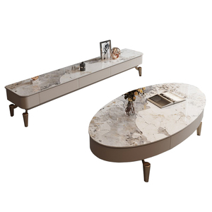 Latest Design Living Room Furniture Luxury <strong>Tv</strong> <strong>Stand</strong> and Coffee Table Set <strong>Oval</strong> Coffee Table and Square <strong>TV</strong> <strong>Stand</strong> Combination - Product Image 6