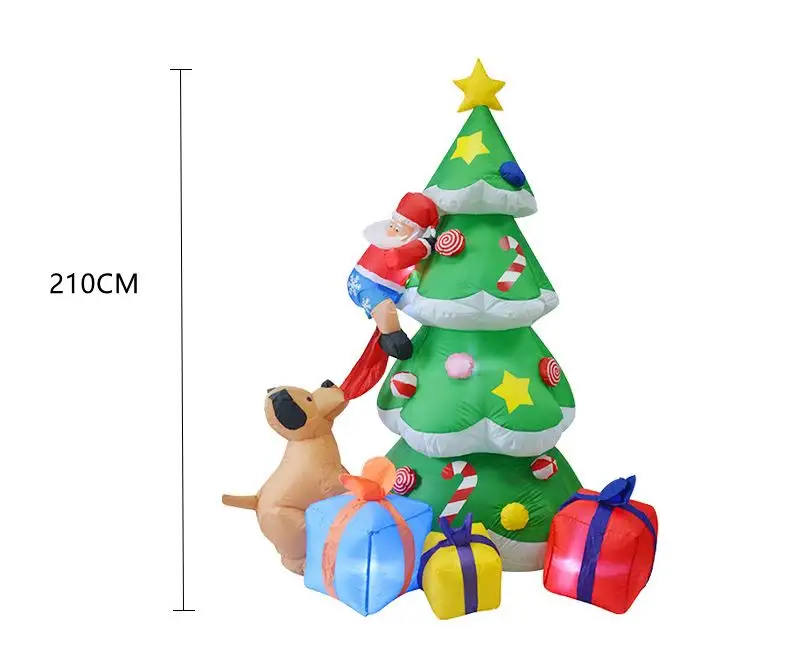 7 Ft Outdoor Tuin Hond Humor Proberen Te Trekken De Broek Uit Santa Opblaasbare Kerstboom Party Decoratie