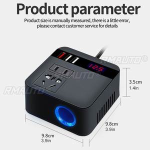 อินเวอร์เตอร์ในรถยนต์ 150W 12V/24V ถึง 220V อะแดปเตอร์อินเวอร์เตอร์พร้อมเครื่องชาร์จ USB QC 3.0 ชาร์จเร็วสีดำ - Product Image 6