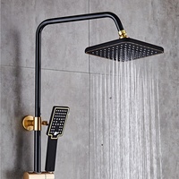 Ensemble de douche de pluie mural en laiton noir en cascade