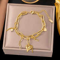 Großhandel Verschiedene Edelstahl-Doppelschicht-Armbänder 18K Gold Plattiert, Vielseitiger Luxus-inspirierter Schmuck