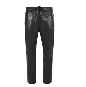 Pantalon sur mesure pour femme en cuir Nappa noir 100 % véritable, coupe ajustée, marque privée OEM/ODM, pantalon de luxe classique - Product Image 1