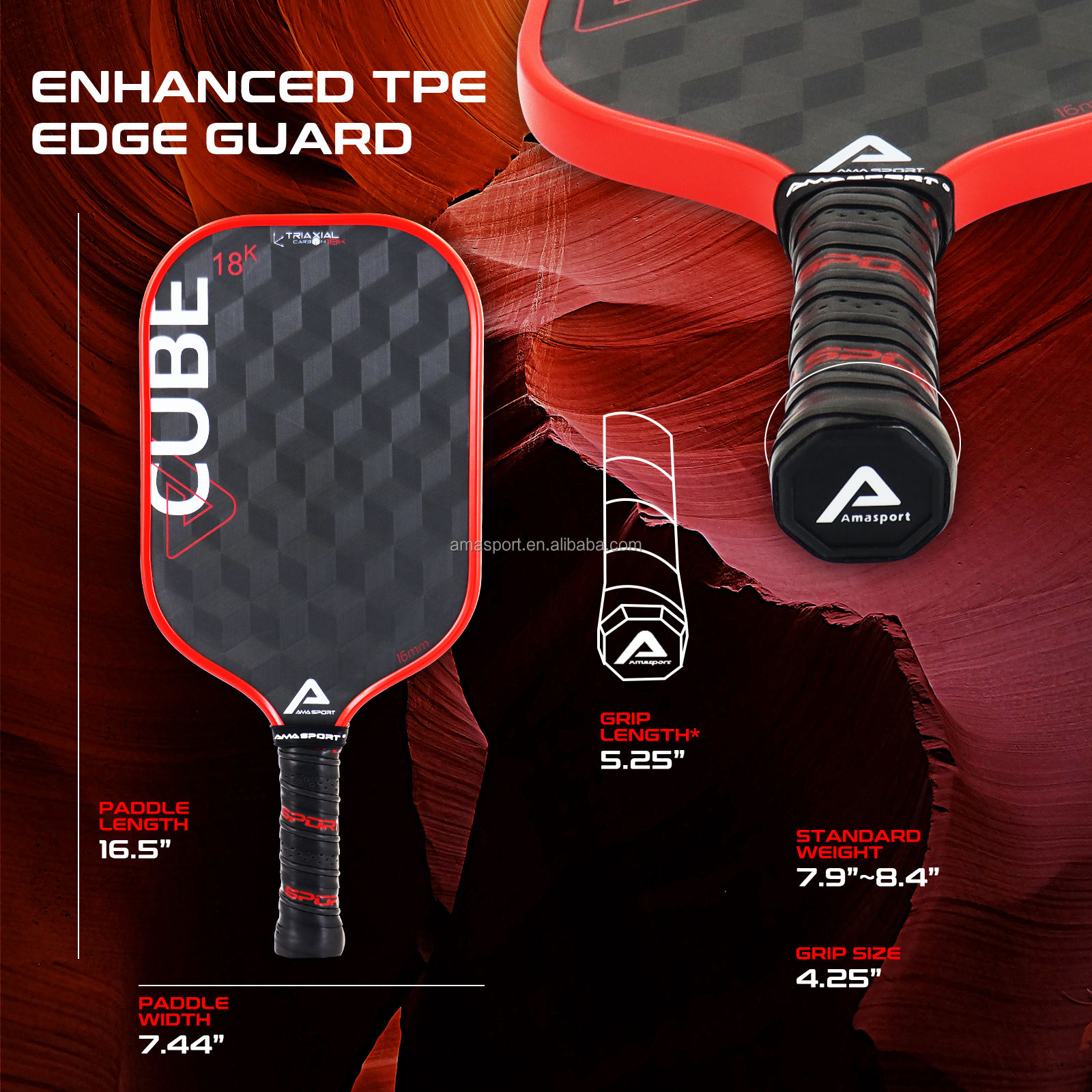 Ama Sport 2024年新作 18Kカーボンファイバー ピックルボールパドル