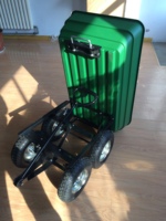 4 Roues 300kg 125L Grand Plateau en Plastique Remorque Utilitaire Hand Truck Mesh Metal Crate Trolley Tool Cart Dump Lawn Wagon OEM