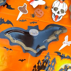 Halloween Party Paper Plates Ghost and Bat Irregular Shape Disposable and Biodegradable Paper Plate Party Supplies - Product Image 2