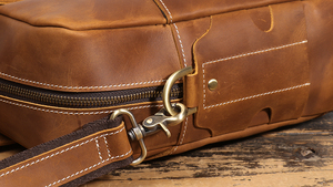 Sac doux en cuir cheval fou Vintage valise d'affaires pour hommes avec fermeture à fermeture éclair Design de luxe et grande cap - Product Image 6