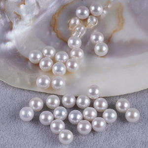 Perles d'eau douce rondes blanches naturelles de 9-9,5 mm pour la fabrication de bijoux en gros, perles brutes non montées, options de couleurs disponibles - Product Image 2