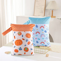 Tas Popok Reusable Polyester 25*35CM, Desain Cetak Fashion, Tahan Air, Anti Bocor, Dua Kantong, Dua Resleting, Model Tas Jinjing
