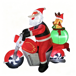 Père Noël gonflable lumineux de 7 pieds monté sur une <span class=keywords><strong>moto</strong></span> avec rennes dans un sac cadeau, décoration pour les fêtes et Noël - Product Image 5