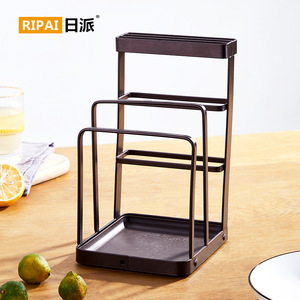 ชั้นวางมีดริปายพร้อมถาดเก็บของอเนกประสงค์สำหรับมีด แผ่นรองตัด ฝาหม้อ อุปกรณ์จัดระเบียบในครัว ดีไซน์ทรงสี่เหลี่ยม - Product Image 3