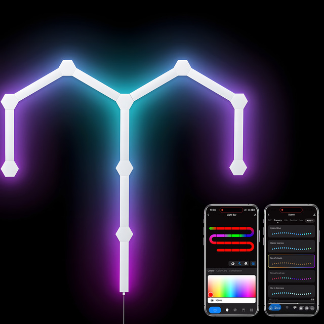 Modern Design LED Lighting for Bedroom APP Music Rhythm Games Voice & Remote Control Black & White Shades DIY Room Decor