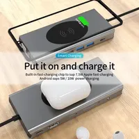 13-in-1 Aluminium legierung USB 3.1 Hub Drahtloses Laden 13-in-1-Dockingstation für HDTV VGA Typ C Macbook iPhone 15 Pro Auf Lager