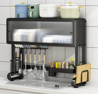 Égouttoir à vaisselle pour évier de cuisine avec porte de placard, organisateur de rangement grande capacité pour assiettes, bols, couteaux et planches à découper