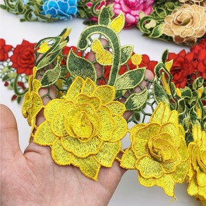 <strong>Wholesale</strong> New 3D Africa Embroidered <strong>Fabric</strong> Flowers Applique <strong>Lace</strong> Trim in Stock - Product Image 2
