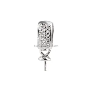 SSP214 Ronde Parel Montage Hanger DIY Zilveren Bevindingen Kleine Charm Zirkoon 925 Sterling Zilveren Bail