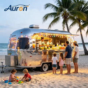 Camión de Comida Retro Auron, Carrocería de Acero Inoxidable y Fibra de Vidrio, Eje Único, Cocina Móvil para Exteriores, con Sistema Eléctrico Integrado, para Helados y Comida Rápida - Product Image 1