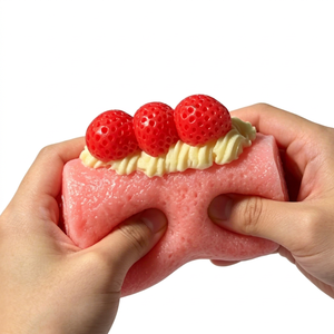 10cm TPE Silicone Strawberry for Roll Cake Fidget Squishy Food Toy Adults Kids Home Desktop Stress Relief Solid No Liquid No - Product Image 1