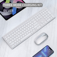 Venta al por Mayor, Precio de Oferta, Teclado y Ratón Inalámbricos BT+2.4G Portátiles con Diseño Ergonómico de 108 Teclas para Computadora Portátil y Tableta con Windows
