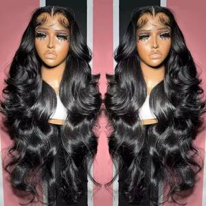 Perruque Lace Frontal Lace <span class=keywords><strong>de</strong></span> Cheveux Naturels sans Colle Remy Brésilienne Transparente <span class=keywords><strong>de</strong></span> 30 Pouces pour Femme Noire - Product Image 5