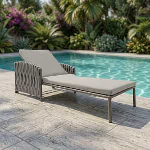 Modern Outdoor <b>Garden</b> Sun Lounger PE Rattan Cushioned Daybed with Manual Recliner Turned Leg Solid Back <b>for</b> Hotel <b>Pool</b> Villa - Product Image 2