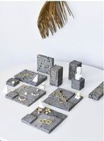 Présentoir à bijoux en marbre noir naturel pour colliers, bagues et boucles d'oreilles – Ensemble de présentation de bijoux