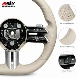 Volante de Cuero Premium para Mercedes-Benz W205 C300 C63 W213 E 300 W22 2 S 500 X2 53 GLC 300 C2 53 <span class=keywords><strong>G</strong></span> LC43 <span class=keywords><strong>A205</strong></span> C205 Beige - Product Image 2