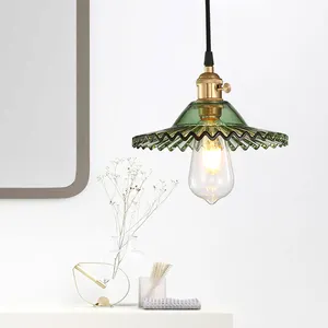 Contemporary decorative multicolor socket brass and glass pendant light lace shade antique ceiling light kitchen chandeliers