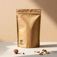 Sacs alimentaires en papier kraft personnalisés, autoportants, avec fermetures à glissière refermables, adaptés à l'emballage des noix et des fruits secs