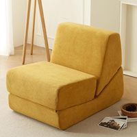 Canapé-lit convertible en tissu peluche jaune, canapé-lit pliable, fauteuil d'appoint moderne et minimaliste pour chambre et appartement