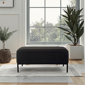 Modern Eco-Friendly <strong>Black</strong> Metal Base Soft Seat <strong>Storage</strong> <strong>Bench</strong> for Living Room Bedroom Lounge Entry Villas Hotels Apartments Gym - Product Image 4