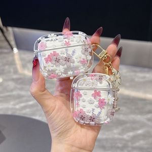 เคสใสลายดอกไม้น่ารักสำหรับ AirPods Pro พร้อมพวงกุญแจรูปดอกไม้ เคสบางเบาป้อ<span class=keywords><strong>ง</strong></span>กันรอยขีดข่วนสำหรับ Airpods 4/3/2/1 - Product Image 3