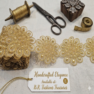 B.R. FASHIONS Bordure en dentelle décorative à motifs floraux et pierres, largeur personnalisable, plusieurs couleurs disponibles, embellissement pour sacs à vêtements et mariages - Product Image 6