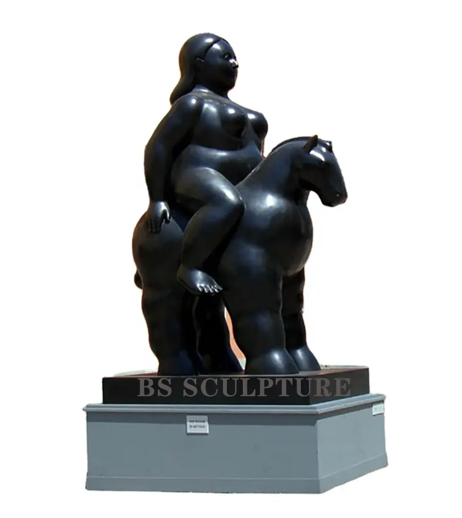 Ngoài Trời Trang Trí Sân Vườn Đồng Fernando Botero Bronze Fat Lady Trên Một Con Ngựa Tượng Điêu Khắc