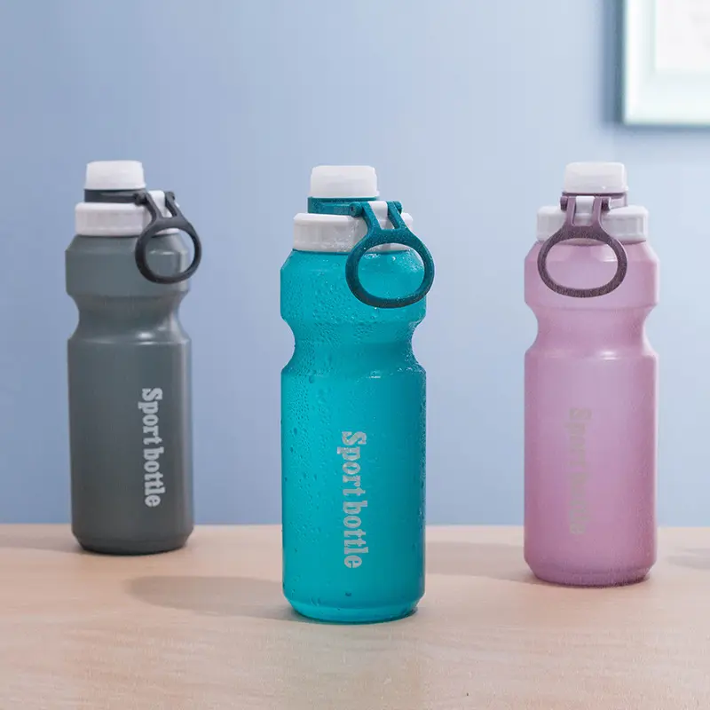 Botella de agua con logotipo personalizado, botella de agua de plástico con logotipo personalizado de 500ml/600ml para deportes de entrenamiento, botellas de agua para bicicleta