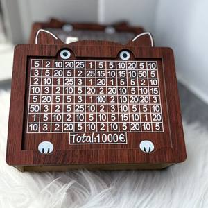 Hucha de madera hecha a mano, caja de dinero, contador ecológico, artesanía de ahorro con grabado - Product Image 6