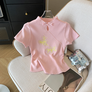 Maglietta Estiva da Donna Casual alla Moda con Ricamo, Slim Fit, Manica Corta, Pullover Lavorato a Maglia - Product Image 4