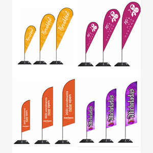 Drapeau de type P personnalisé 3M 5M Publicité extérieure Conception de plumes de goutte d'eau Drapeau de couteau double face avec base pour la plage et les promotions - Product Image 5